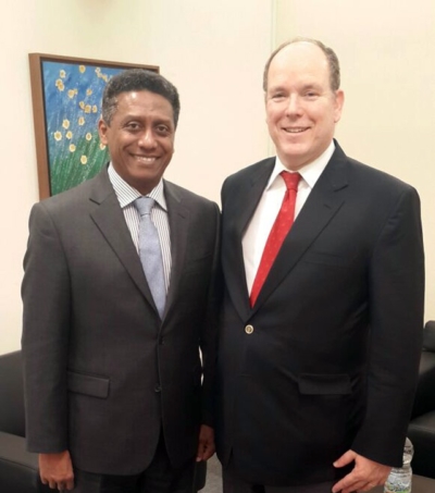 Seychelles' President Danny Faure pictured with Prince Albert II of Monaco. (State House)